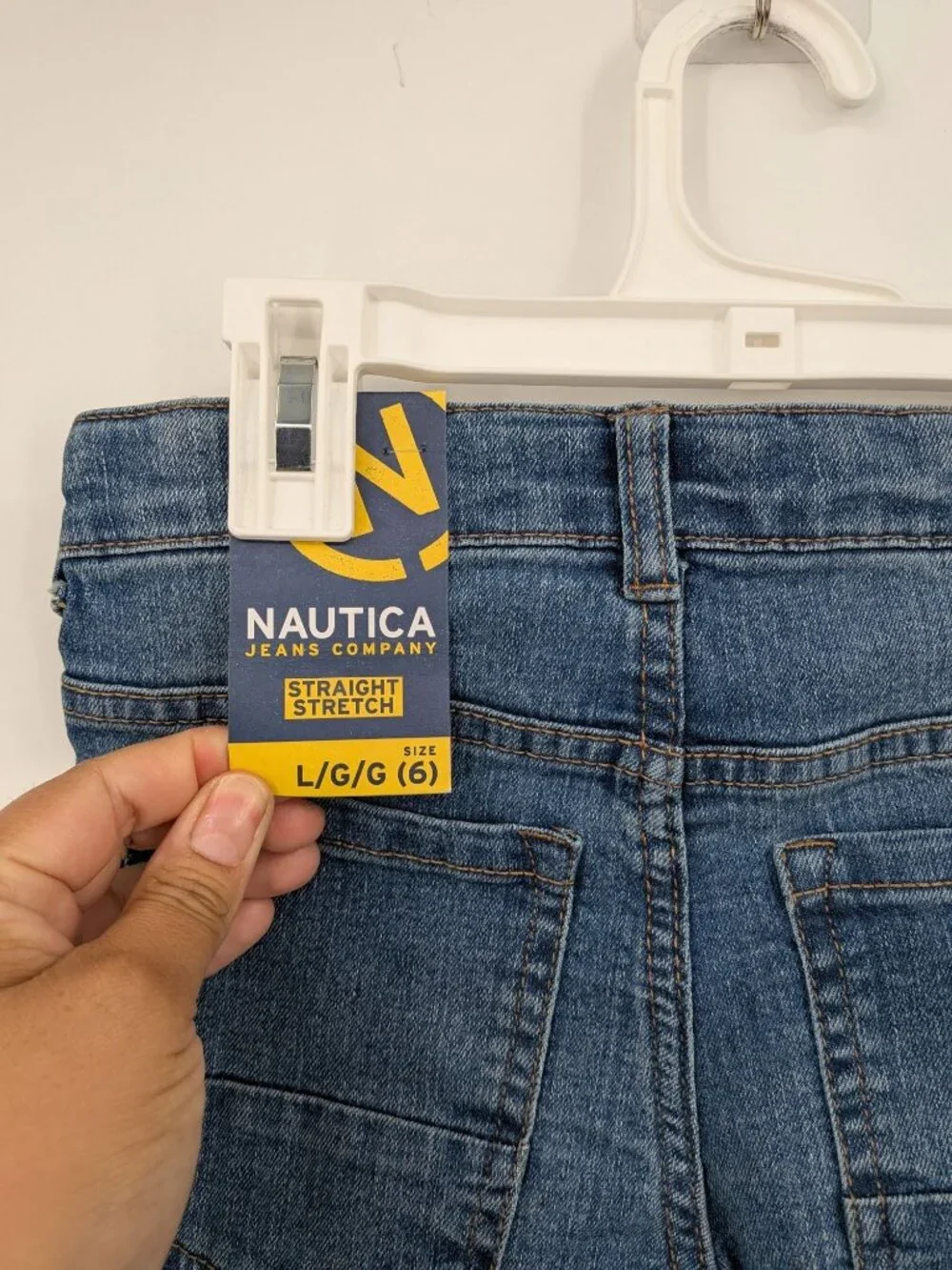 Nautica Straight Stretch Jeans Denim Classic Preppy Adjustable Waist Boys Size 6